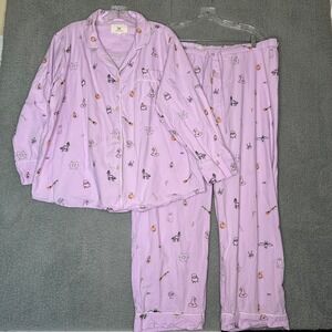 Printfresh Halloween Embroidered Organic Cotton Pajama Set Lavender Purple